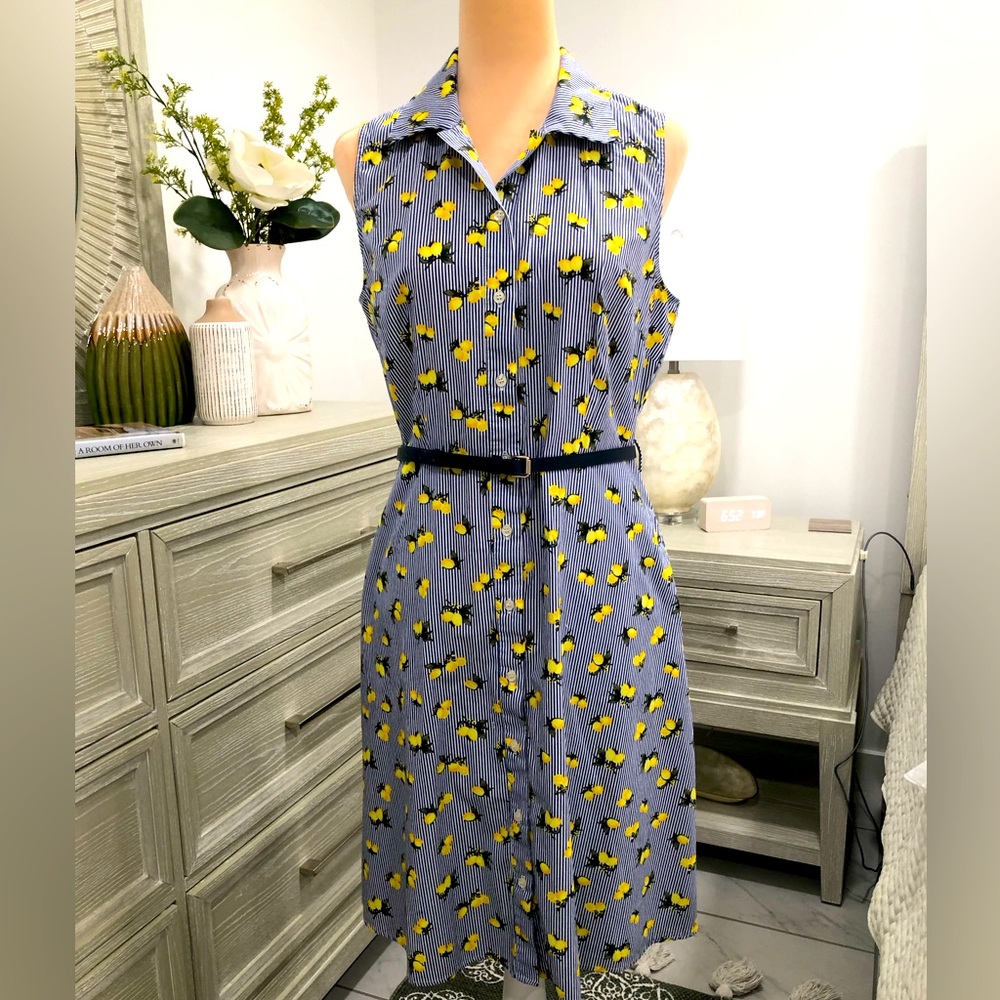 Yellow Sleeveless Midi Dress with Notched Collar